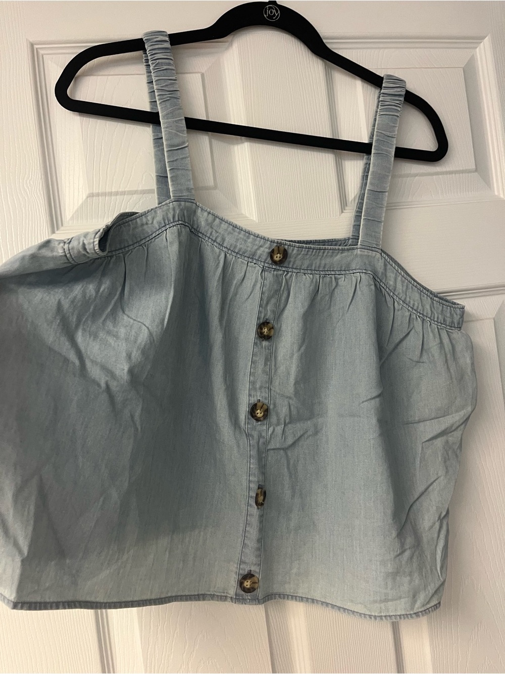 Express Light Blue Denim Button-Front Tank
